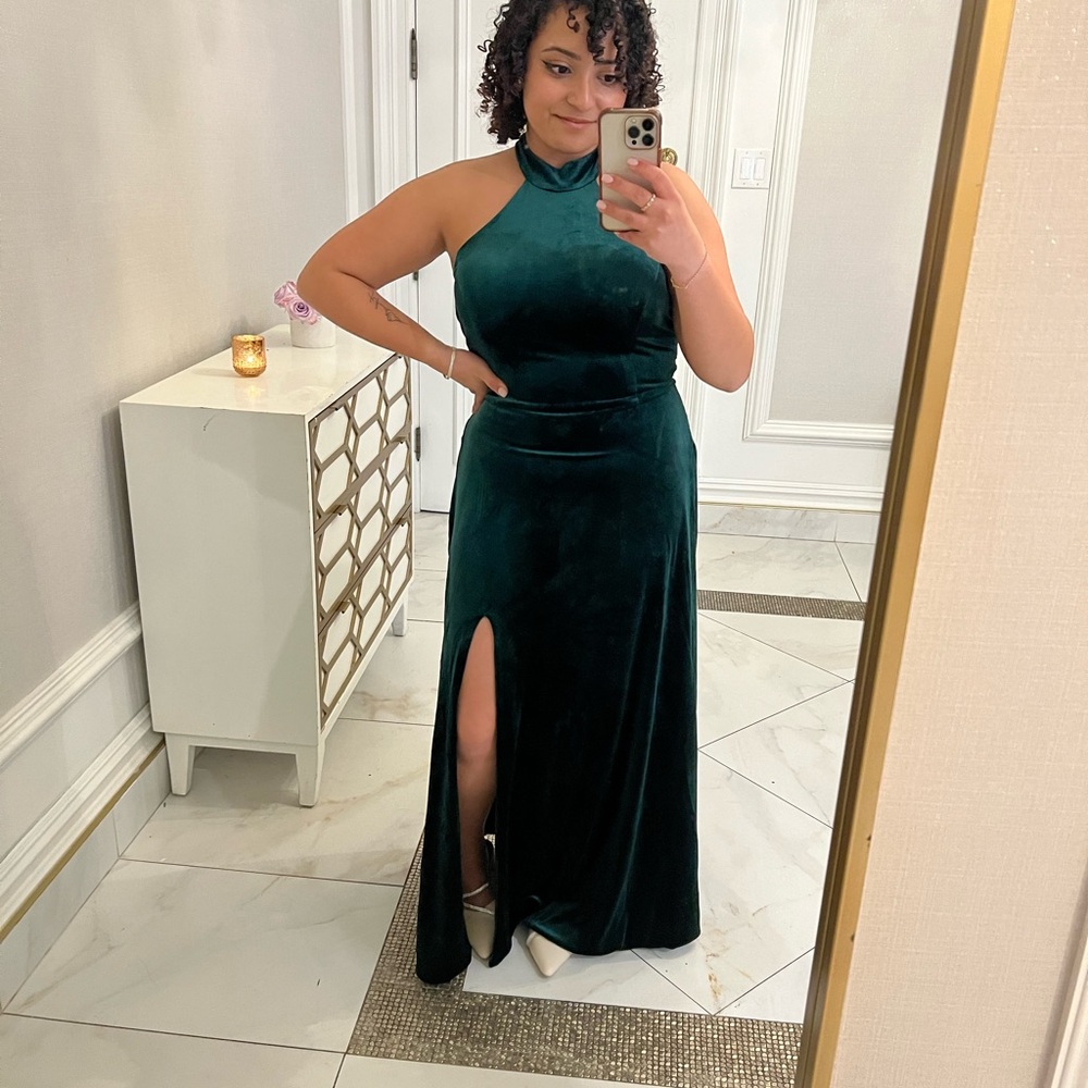 Once worn Velvet Halter Gown, M